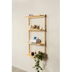 Wandregal KARUP DESIGN "Groove Shelving Narrow, Wandregal, Aufbewahrung, Deko, Platzsparend", beige (natur), B:66cm H:127cm T:25,5cm, Massivholz, Regale, inkl. 4 Abnehmbare Regalböden aus FSC-zertifiziertem Massivholz