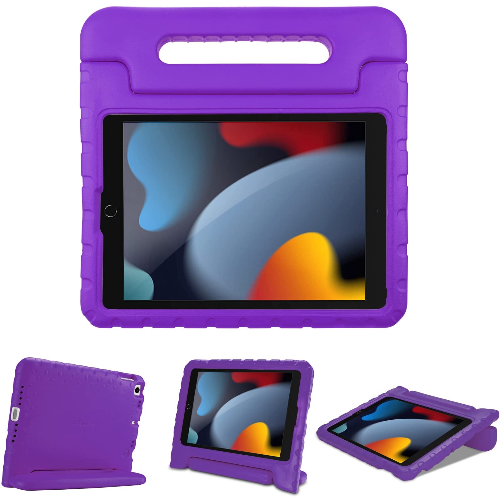 ProCase Kinder Hülle mit Kickstand für iPad 10.2 Zoll/iPad Pro 10.5 Zoll/iPad Air 3rd 10.5 Zoll, Ultra Leicht Stoßfest Robust Kind Schutzhülle Umwandelbar Handgriff Handle Standfunktion -Lila
