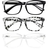 COJWIS 3 Pack Blaulichtfilter Lesebrille groß Damen Herren Computerbrille Lesebrillen Sehhilfe Brille Computer-Lesebrillen mit Sehstärke (3 Pack Farbe, 2.25, x)