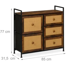 Relaxdays Highboard 77 x 85 x 31,5 cm Braun/Schwarz