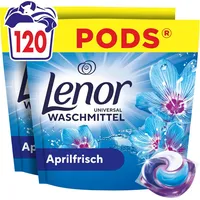 LENOR PODS® Universal Waschkapseln Waschmittel 120 Waschladungen, Aprilfrisch, Lang Anhaltende Frische Und Extra Geruchsabwehr