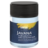 Kreul 91979 - Javana Stoffmalfarbe für helle und dunkle Stoffe, 50 ml Glas eisblau, brillante Farbe auf Wasserbasis, pastoser Charakter, zum Stempeln und Schablonieren, nach Fixierung waschecht