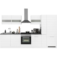 Kochstation Küche »KS-Luhe«, 330 cm breit, wahlweise mit oder ohne E-Geräten, gefräste MDF-Fronten, weiß