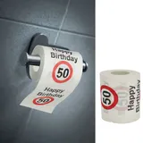 Toilettenpapier "Happy Birthday" │50.Geburtstag 24 Meter 2-lagig 180gr/qm │ Klopapier Motivpapier WC-Papier (1 x Toilettenpapier 50)