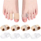 8PCS Schlauchbandagen Silikon Zehenstrecker, Gel Zehenspreizer Hallux Valgus Korrektur, Doppelloch-Zehenorthese mit 2 Schlaufen für Ballenschmerzen, Überlappende Zehen Silikon Zehentrenner