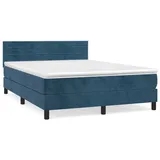 vidaXL Boxspringbett mit Matratze Dunkelblau 140x200 cm Samt