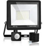 Blivrig LED Strahler mit Bewegungsmelder Außen 100W Kaltweiss, Fluter mit Bewegungssensor, Superhell 10000LM Aussenstrahler, IP66 Wasserdicht Scheinwerfer, für Garten, Garage (Kaltes Weiß, 100W)