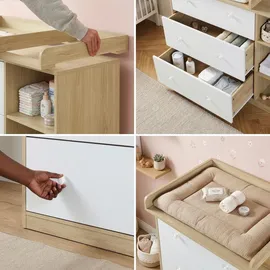 [en.casa] Wickelkommode Beldinupp mit Wickelaufsatz 93x110x55 cm Eicheoptik/Weiß [en.casa]