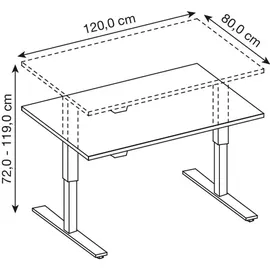 Hammerbacher Schreibtisch VXMST12/3/S ahorn nachbildung/silber