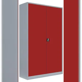 Lüllmann Flügeltürenschrank Aktenschrank 195 x 120 x 42,2 cm Grau/Rot