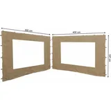 2 Seitenteile Mit Pe Fenster 300/400x197cm Für Blätter Pavillon 3x4m Seitenwand Sand