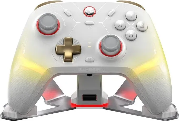 GameSir Cyclone 2 Multiplattform-Controller mit Mag-Res TMR-Sticks, 1000 Hz Signalrate, 2-in-1 Hall- & Mikro-Triggern, RGB-Beleuchtung und Ladestation für PC/Switch/iOS/Android (White-Bundle Edition)