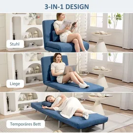Homcom Schlafsessel 3-in-1 Polyester 1 Teile 120 x 0 x 0 cm Blau mit Kissen