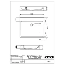 Hoesch Carta Aufsatzwaschtisch 60 x 50 cm (4432.010)