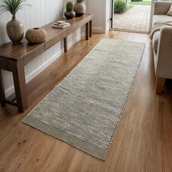 Wollteppich "Anisa", beige (creme, grau), B:80cm H:10mm L:350cm, Wolle, MYFLAIR MÖBEL & ACCESSOIRES, Teppiche, Wendeteppich, meliert, reine Wolle, handgewebt, Wohnzimmer