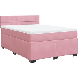 vidaXL Boxspringbett mit Matratze Rosa 160x200 cm Samt
