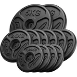 Marbo Sport Olympia Guss Hantelscheiben-Set Gewichte mit mm Bohrung 30 kg Schwarz 30kg