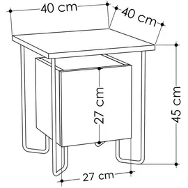 Livetastic Nachttisch Acres ca. 40x45x40 cm Dunkelbraun