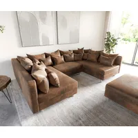 DELIFE Wohnlandschaft Clovis Braun Vintage Optik modular Hocker, Design Wohnlandschaften, Couch Loft, Modulsofa, modular