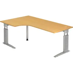 Hammerbacher Winkeltisch C-Fuß 200x120cm 90 Grad Buche/Silber