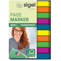 SIGEL TRANSPARENT Haftmarker farbsortiert 10x 40 Streifen