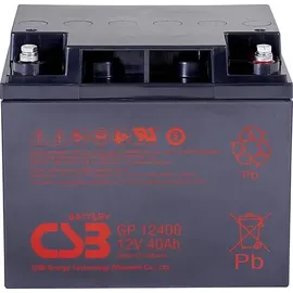 CSB Battery GP 12400 Standby USV GP12400B8 Bleiakku 12 V 40 Ah Blei-Vlies (AGM) (B x H x T) 197 x 171 x 165mm M5-Schraubanschluss