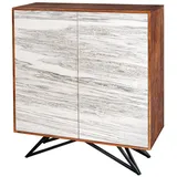 Riess-Ambiente Highboard MOUNTAIN SOUL - 120cm echter Naturstein weiß Akazie Schrank Marmor-Design Massivholz