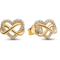 Pandora 262667C01 Damen-Ohrstecker Funkelndes Unendlichkeits-Herz Goldfarben