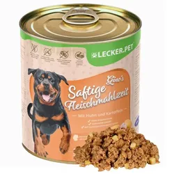 18 x 800 g Lecker.Pet® Gino's Saftige Fleischmahlzeit mit Huhn & Kartoffeln Hundefutter Nassfutter