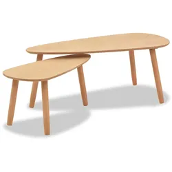 vidaXL Beistelltisch Set 2 Stk. Kiefernholz Massiv Braun