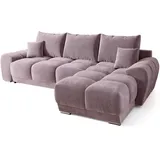bromarkt Ecksofa NUBES Schlaffunktion Bettkasten L-Form 298x184x85cm Rosa, - Rosa