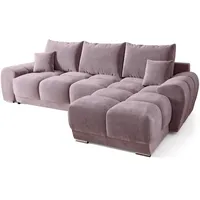 bromarkt Ecksofa NUBES Schlaffunktion Bettkasten L-Form 298x184x85cm Rosa, - Rosa