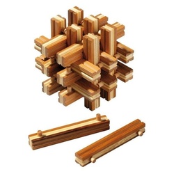 Philos 6059 - Lock Up Puzzle, Bambus Knobelspiel, 18-teilig