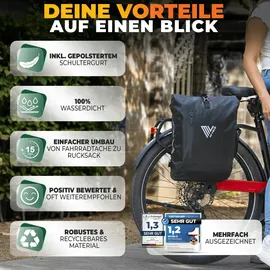 MIVELO 3in1 Fahrradtasche silberfarben