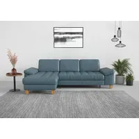 sit&more Ecksofa SIT & MORE "Westham L-Form", bunt (graublau), B:275cm H:88cm T:172cm, 100% Polyester, Sofas, Ecksofa, mit Recamiere, mit oder ohne Bettfunktion, Bettkasten, Füße Eiche