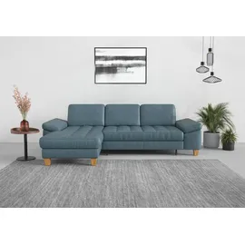 sit&more Ecksofa SIT & MORE "Westham L-Form", bunt (graublau), B:275cm H:88cm T:172cm, 100% Polyester, Sofas, Ecksofa, mit Recamiere, mit oder ohne Bettfunktion, Bettkasten, Füße Eiche