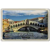 Roomando Blechschild Venedig | Italien | Rialto-Brücke | Dekoration | 18 cm x 12 cm