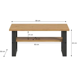 xonox.home Seattle Grau Eiche 90 x 42 x 50 cm