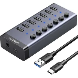 UGREEN multifunction HUB 7in1 (USB-C, 8 Ports), Dockingstation - USB Hub, Grau