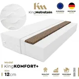 king matratzen Matratze KingKOMFORT PLUS 160 x 200 x 12 cm aus hochwertigem Kaltschaum | Rollmatratze mit waschbarem Bezug und Kokosmatte | H3/H4