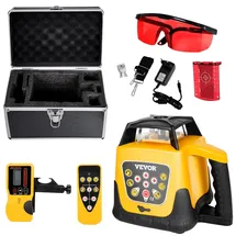 Vevor Rotationslaser Wasserwaagen-Set mit Stativ & Messlatte, roter Strahl, 300 m Reichweite, Neigung einstellbar, 360-Grad-Drehung, flexibler Scanwinkel
