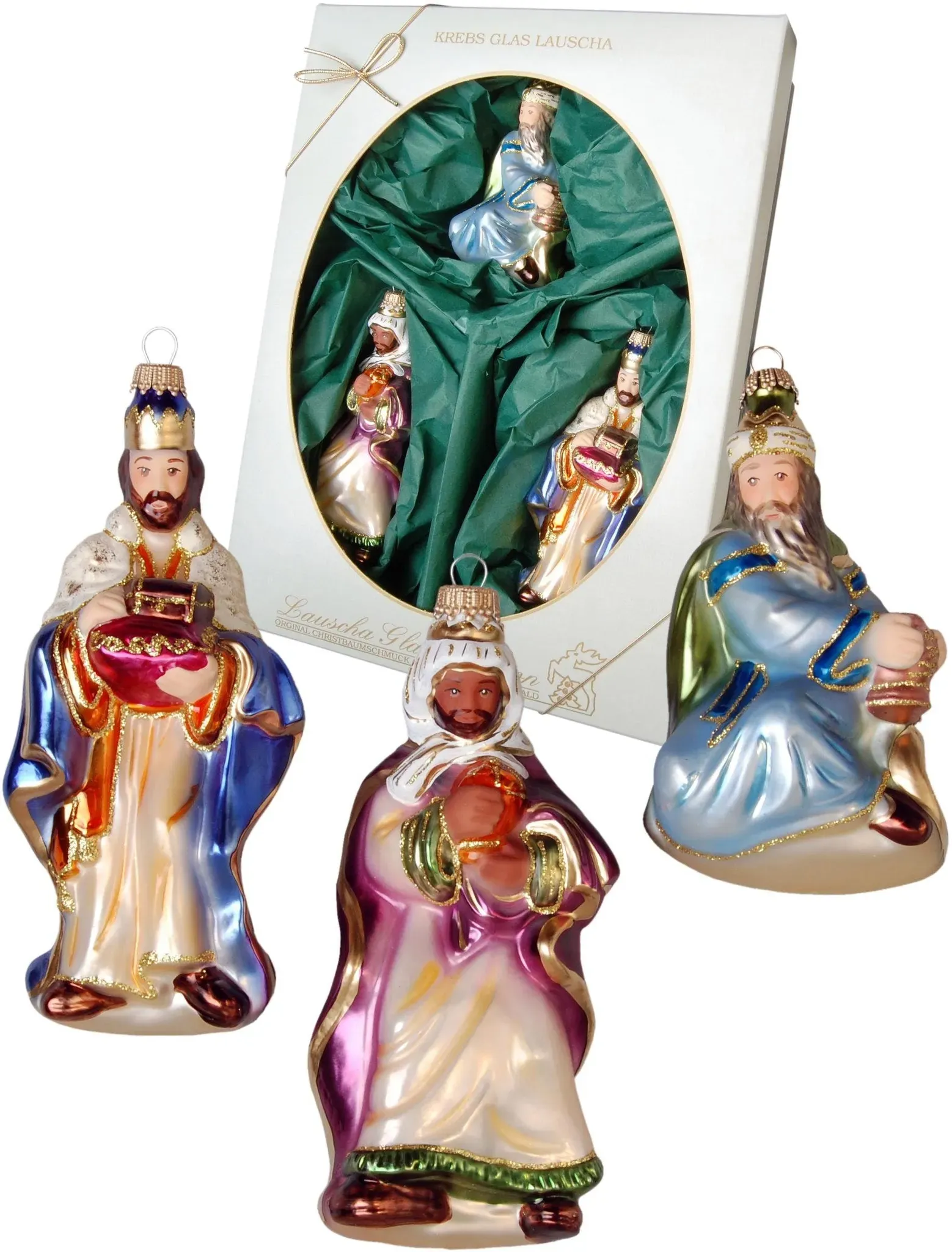 Christbaumschmuck KREBS GLAS LAUSCHA "Die heiligen drei Könige, Weihnachtsdeko, Christbaumschmuck" Weihnachtsbaumschmuck bunt mundgeblasen