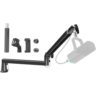 Prizmora Mikrofonarm Niedrigprofil mit 15 cm Verlängerung, Verstellbarer Mikrofonarm aus Metall, Kabelmanagement, Low Microphone Boom Arm für Podcast, Streaming, Gaming