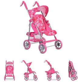 Moni Puppenwagen Stars 9351 faltbar, Rückenlehne und Schiebegriffe verstellbar pink