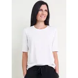 Seidel Moden T-Shirt SEIDEL MODEN, Damen, Gr. 34, weiß (sanftes weiß), Jersey, Obermaterial: 96% Viskose, 4% Elasthan, unifarben, Basic, figurumspielend hüftlang, Rundhals, abgesteppte Kante, Shirts T-Shirt, mit Rundhalsausschnitt, MADE IN GERMANY