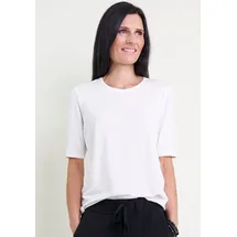 Seidel Moden T-Shirt SEIDEL MODEN, Damen, Gr. 34, weiß (sanftes weiß), Jersey, Obermaterial: 96% Viskose, 4% Elasthan, unifarben, Basic, figurumspielend hüftlang, Rundhals, abgesteppte Kante, Shirts T-Shirt, mit Rundhalsausschnitt, MADE IN GERMANY