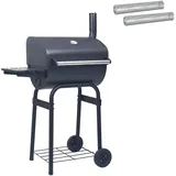 vidaXL Holzkohlegrill 75 x 48 x 120 cm Silber/Schwarz