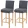 Proregal 2er-Set Barhocker gepolstert mit Lehne Sitzhöhe 75cm Holz Dunkelgrau helle Beine Stoff/Textil Barstuhl Tresenhocker