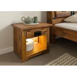 MASSIVMOEBEL24.DE Nachttisch Mango / Altholz 50x40x45 Natur lackiert Railway LUX 160