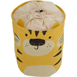 OTTO home Wäschesack OTTO HOME "Millisy", weiß, B:35cm H:50cm T:35cm Ø:35cm, Baumwolle, Polyester, Wäschesammler, mit Löwen-Motiv, Höhe ca. 50 cm